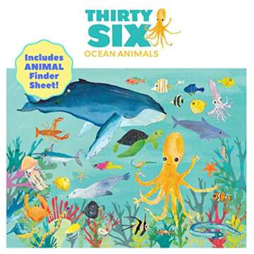 Crocodile Creek Jigsaw Puzzle in Canister, 100 Piece Table or Floor Puzzle Includes Educational Animal Finder Sheet, for Ages 5 Years and Up, Thirty-Six Ocean Animals