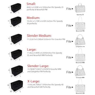 LEXSION Felt Bag Organizer for Speedy and Neverfull