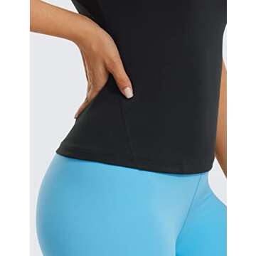 CRZ YOGA Womens Butterluxe V Neck Workout Tank Top - with Built in Shelf Bra Slimming Tummy Control Camisole Tank Tops Black X-Small