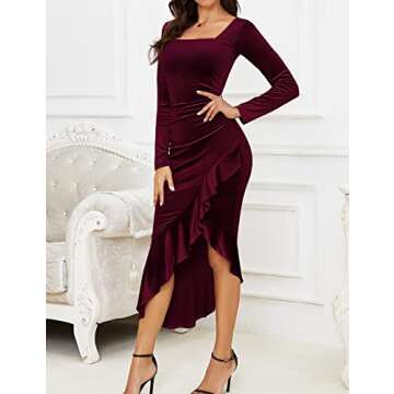 NASHALYLY Elegant Velvet Dress for Women - Sexy Bodycon Mermaid