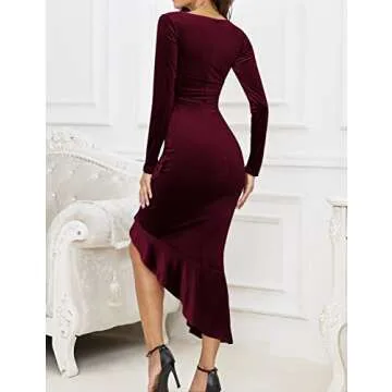 Elegant Velvet Dress for Women - Stylish Bodycon Gown