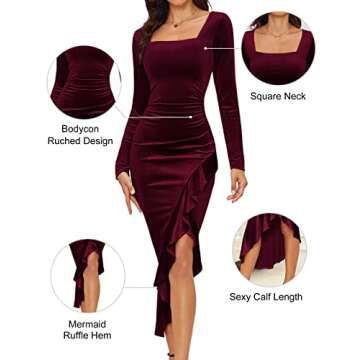 Elegant Velvet Dress for Women - Stylish Bodycon Gown
