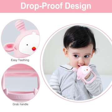 COZYPANDA Baby Teether, Teething Toys for Babies 0-6 Months, Never Drop Baby Teething Toys, Silicone...