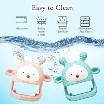 COZYPANDA Baby Teether, Teething Toys for Babies 0-6 Months, Never Drop Baby Teething Toys, Silicone Teether Toys, Infant Toys, Teething Pacifier, Baby Chew Toys for Teething Relief, BPA Free(Pink)