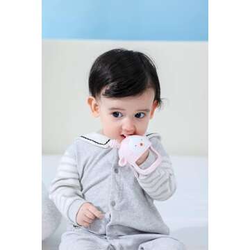 COZYPANDA Baby Teether, Teething Toys for Babies 0-6 Months, Never Drop Baby Teething Toys, Silicone Teether Toys, Infant Toys, Teething Pacifier, Baby Chew Toys for Teething Relief, BPA Free(Pink)