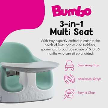 Bumbo 3-in-1 Baby Multi Seat Booster with Feeding Tray, 6-36 Months Old, Hemlock