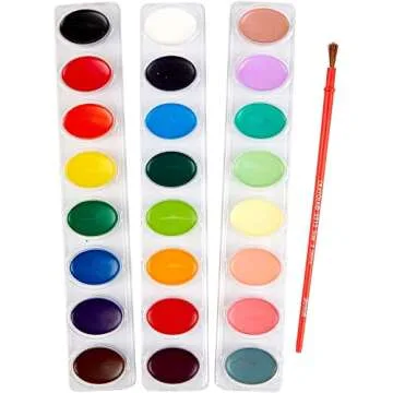 Watercolor Paint Set - Includes 24 Watercolor Paint, 8 Paintbrushes for Kids - Ultimate Washable Paints Watercolors Supplies Set - Water Color Painting Kids, 9 Piece Set