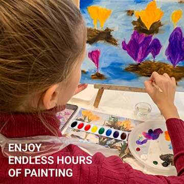 Watercolor Paint Set - Includes 24 Watercolor Paint, 8 Paintbrushes for Kids - Ultimate Washable Paints Watercolors Supplies Set - Water Color Painting Kids, 9 Piece Set