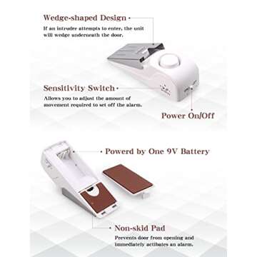 EMDMAK Door Stop Alarm - Dual Function Security Device for Home & Travel