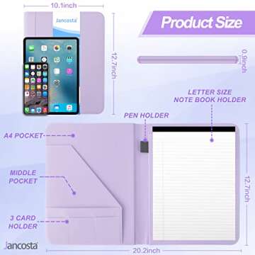 Jancosta 1 Pack Business Padfolio Portfolio with Letter Size Writing Notepads (New Lilac1 Paack)