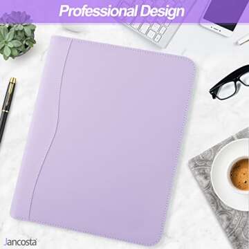 Jancosta 1 Pack Business Padfolio Portfolio with Letter Size Writing Notepads (New Lilac1 Paack)