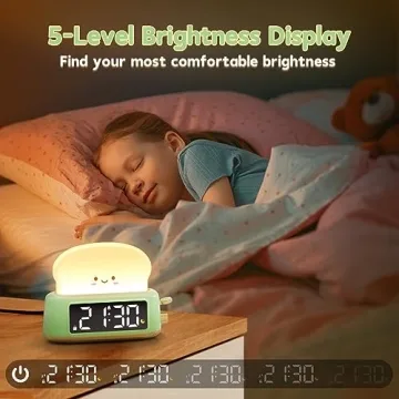 Kids Digital Alarm Clock with Toast Night Light