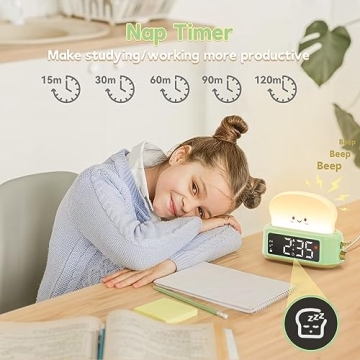 Kids Digital Alarm Clock with Toast Night Light