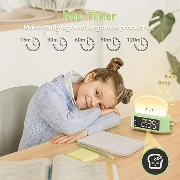 Kids Digital Alarm Clock with Toast Night Light
