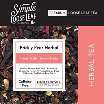 Simple Loose Leaf Prickly Pear Herbal Tea - Caffeine-Free, Organic Loose Leaf Herbal Tea | Sweet & D...
