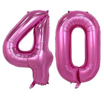 LANGXUN 40inch Pink Foil Number 4 Balloons for Birthday Party Supplies and Birthday Decorations and Birthday Photo Booth Props (PINK-4)