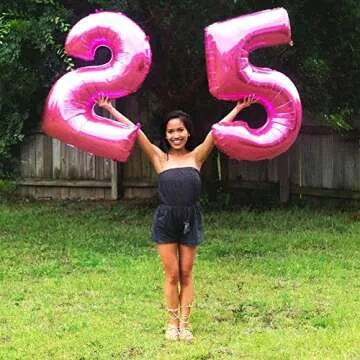 LANGXUN 40inch Pink Foil Number 4 Balloons for Birthday Party Supplies and Birthday Decorations and Birthday Photo Booth Props (PINK-4)