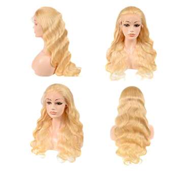KAFEIER Closure Wig 4x4 Blonde Human Hair Wig Lace Closure Body Wave With Baby Hair Pre Plucked 150 Density For Black Women 9A Grade Natural Hairline 26 inch