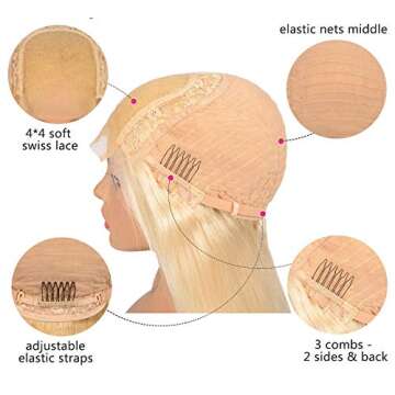 KAFEIER Closure Wig 4x4 Blonde Human Hair Wig Lace Closure Body Wave With Baby Hair Pre Plucked 150 Density For Black Women 9A Grade Natural Hairline 26 inch