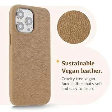 Luner - for iPhone 15 Pro Max - Premium Vegan Leather Phone Case [Compatible with Magsafe] - Elegant, Style and Eco-Friendly - Light Brown