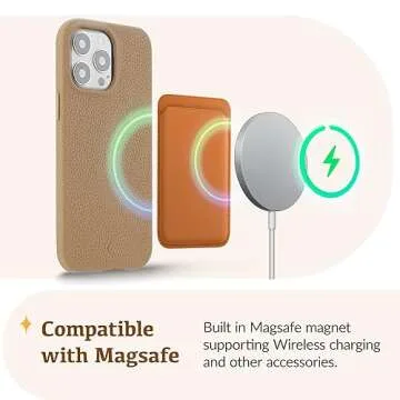 Luner - for iPhone 15 Pro Max - Premium Vegan Leather Phone Case [Compatible with Magsafe] - Elegant, Style and Eco-Friendly - Light Brown