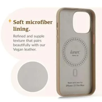 Luner - for iPhone 15 Pro Max - Premium Vegan Leather Phone Case [Compatible with Magsafe] - Elegant, Style and Eco-Friendly - Light Brown