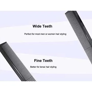 3 Pack Carbon Fiber Cutting Comb, Professional 8.15” Styling Comb, Hairdressing Comb For All Hair ...