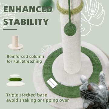 MEOWOOU Cat Scratching Post for Indoor Cats and Kitten, 35” Tall Monstera cat Scratching Post with...