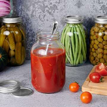 Eternal Moment Glass Regular Mouth Mason Jar 32 oz 12 Pack with Lids and Bands, Canning Jars for Meal Prep, Food Storage, Overnight Oats, Jelly, Dry Food, Spices, Salads, Yogurt, Decorating Jar