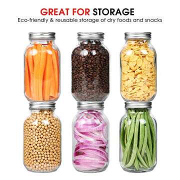 Eternal Moment Glass Regular Mouth Mason Jar 32 oz 12 Pack with Lids and Bands, Canning Jars for Meal Prep, Food Storage, Overnight Oats, Jelly, Dry Food, Spices, Salads, Yogurt, Decorating Jar