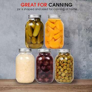 Eternal Moment Glass Regular Mouth Mason Jar 32 oz 12 Pack with Lids and Bands, Canning Jars for Meal Prep, Food Storage, Overnight Oats, Jelly, Dry Food, Spices, Salads, Yogurt, Decorating Jar