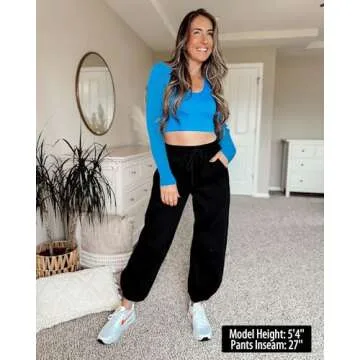 GRAPENT Joggers for Women - Pull On Fleece Lined Sweatpants - Comfortable Casual Pants - Athleisure Clothes - Black X-Large (Size 16-18)