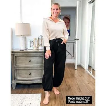 GRAPENT Joggers for Women - Pull On Fleece Lined Sweatpants - Comfortable Casual Pants - Athleisure Clothes - Black X-Large (Size 16-18)