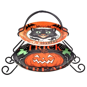 Certified International Scaredy Cat 2 Tier Server Set for Festive Dining and Entertaining