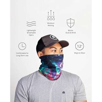 iHeartRaves Optical Illusion Neck Gaiter Mask Full Face Covering - Cool Breathable Lightweight Fabric Mouth Gator for Men & Women
