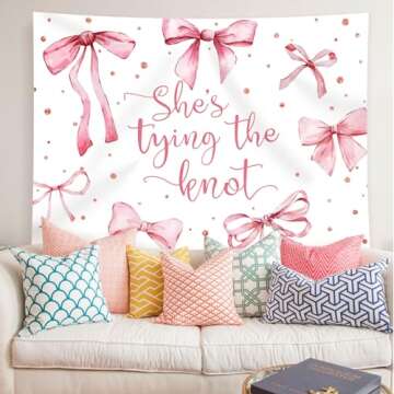 Rsuuinu Bridal Shower Backdrop Pink Bowknot She's Tying The Knot Bachelorette Photography Background Engagement Wedding Party Decoration Supplies Favors Banner Photo Booth Studio Props 7x5ft