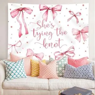 Rsuuinu Bridal Shower Backdrop Pink Bowknot She's Tying The Knot Bachelorette Photography Background Engagement Wedding Party Decoration Supplies Favors Banner Photo Booth Studio Props 7x5ft