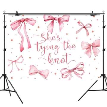 Rsuuinu Bridal Shower Backdrop Pink Bowknot She's Tying The Knot Bachelorette Photography Background Engagement Wedding Party Decoration Supplies Favors Banner Photo Booth Studio Props 7x5ft