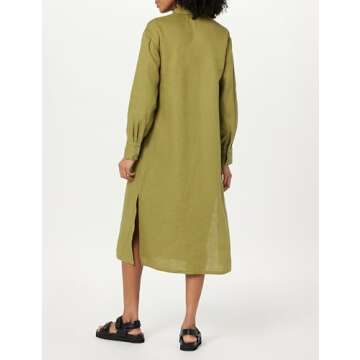 The Drop Women's Fiona Relaxed Linen Midi Shirt Dress