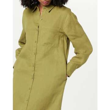 The Drop Women's Fiona Relaxed Linen Midi Shirt Dress