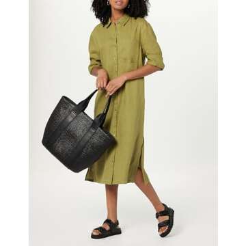 The Drop Women's Fiona Relaxed Linen Midi Shirt Dress