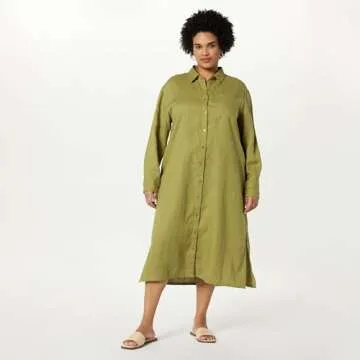 Fiona Relaxed Linen Midi Shirt Dress by The Drop