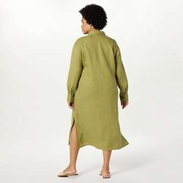 The Drop Women's Fiona Relaxed Linen Midi Shirt Dress