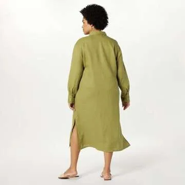 Fiona Relaxed Linen Midi Shirt Dress by The Drop