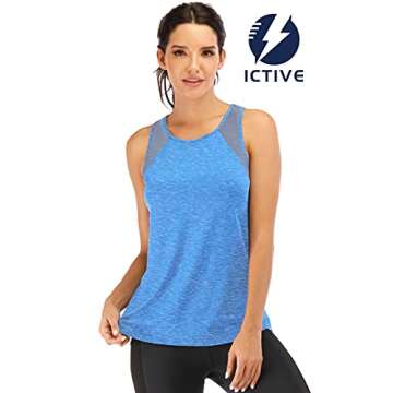 ICTIVE Workout Tank Tops for Women Breathable Mesh Racerback Tank Loose Fit Backless Running Gym Top...