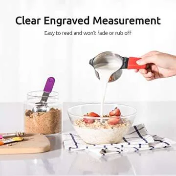Measuring Cups, U-Taste Magnetic Measuring Cups and Spoons Set of 13 in 18/8 Stainless Steel: 7 Measuring Cups and 5 Measuring Spoons with 1 Professional Magnetic Measurement Conversion Chart