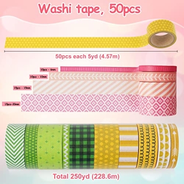 50 Rolls Washi Tape Set for Scrapbooking and Crafts