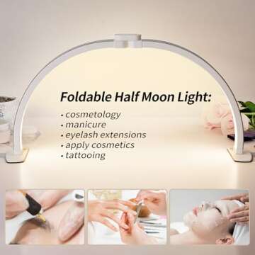 Half Moon LED Nail & Beauty Lamp with Adjustable Brightness and Phone Holder