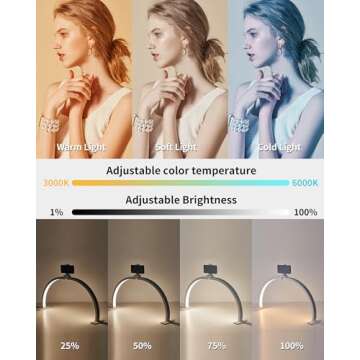 Half Moon Light with Phone Holder for Nail & Beauty Use