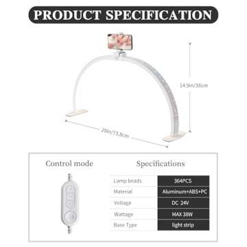 Half Moon Light with Phone Holder for Nail & Beauty Use